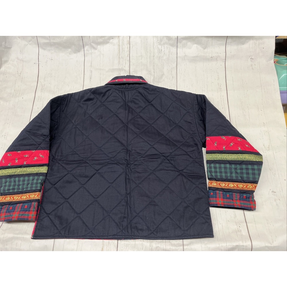 New Direction Christmas Shirt Jacket Quilted Embroidery Plaid Large Womens VTG - Picture 11 of 16